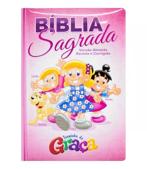 Bíblia Infantil Turminha da Graça Rosa Biblia Bíblia Infantil