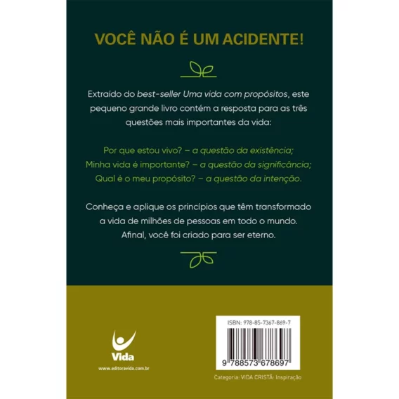 Você Não Está Aqui Por Acaso Livro Livreto