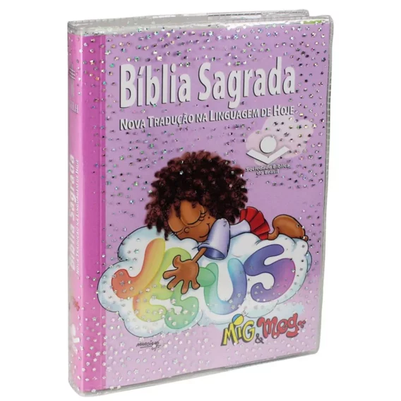 Bíblia Infantil Mig e Meg Rosa Brochura Biblia Bíblia Infantil