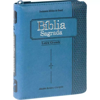 Bíblia ARC Azul Média Com Zíper/Índice Latra Grande