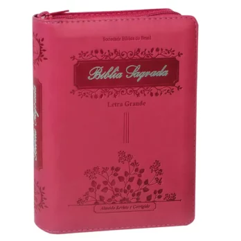 Bíblia ARC Pink Fuxia Média Com ZÍper/Índice Letra Grande