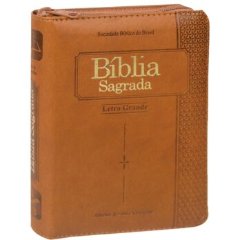 Bíblia ARC Marrom Média Com Zíper/Índice Letra Grande Biblia Biblia