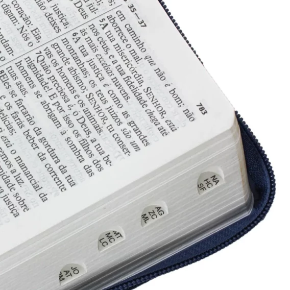 Bíblia ARC Com Zíper, Índice Letra Grande Azul Biblia Biblia