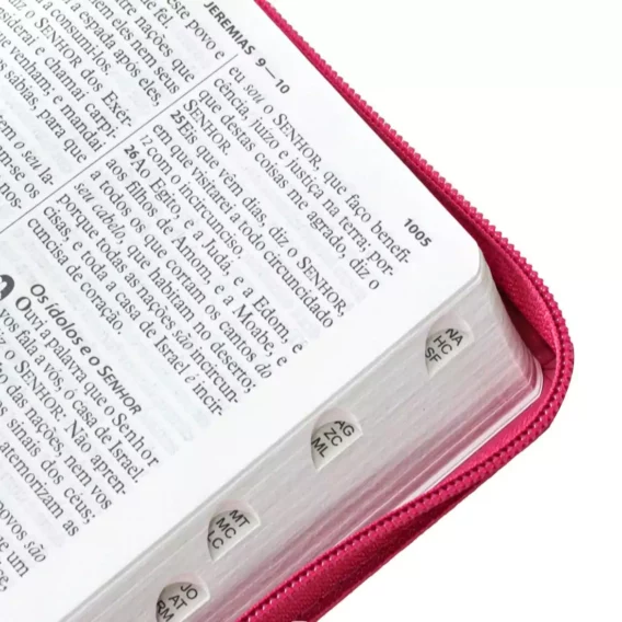 Bíblia ARC Pink Fuxia Média Com ZÍper/Índice Letra Grande