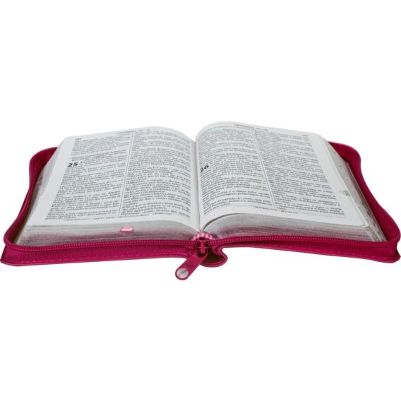 Bíblia ARC Pink Fuxia Média Com ZÍper/Índice Letra Grande Biblia Biblia