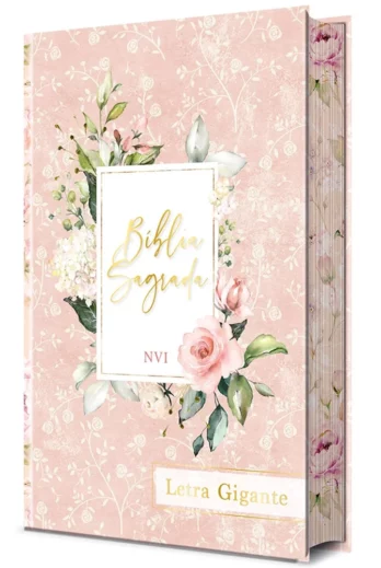 Bíblia NVI Flores Rosa Capa Dura Letra Gigante