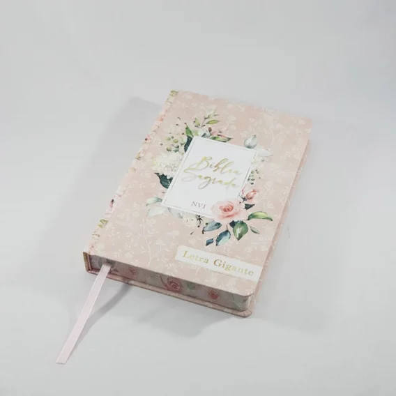 Bíblia NVI Flores Rosa Capa Dura Letra Gigante